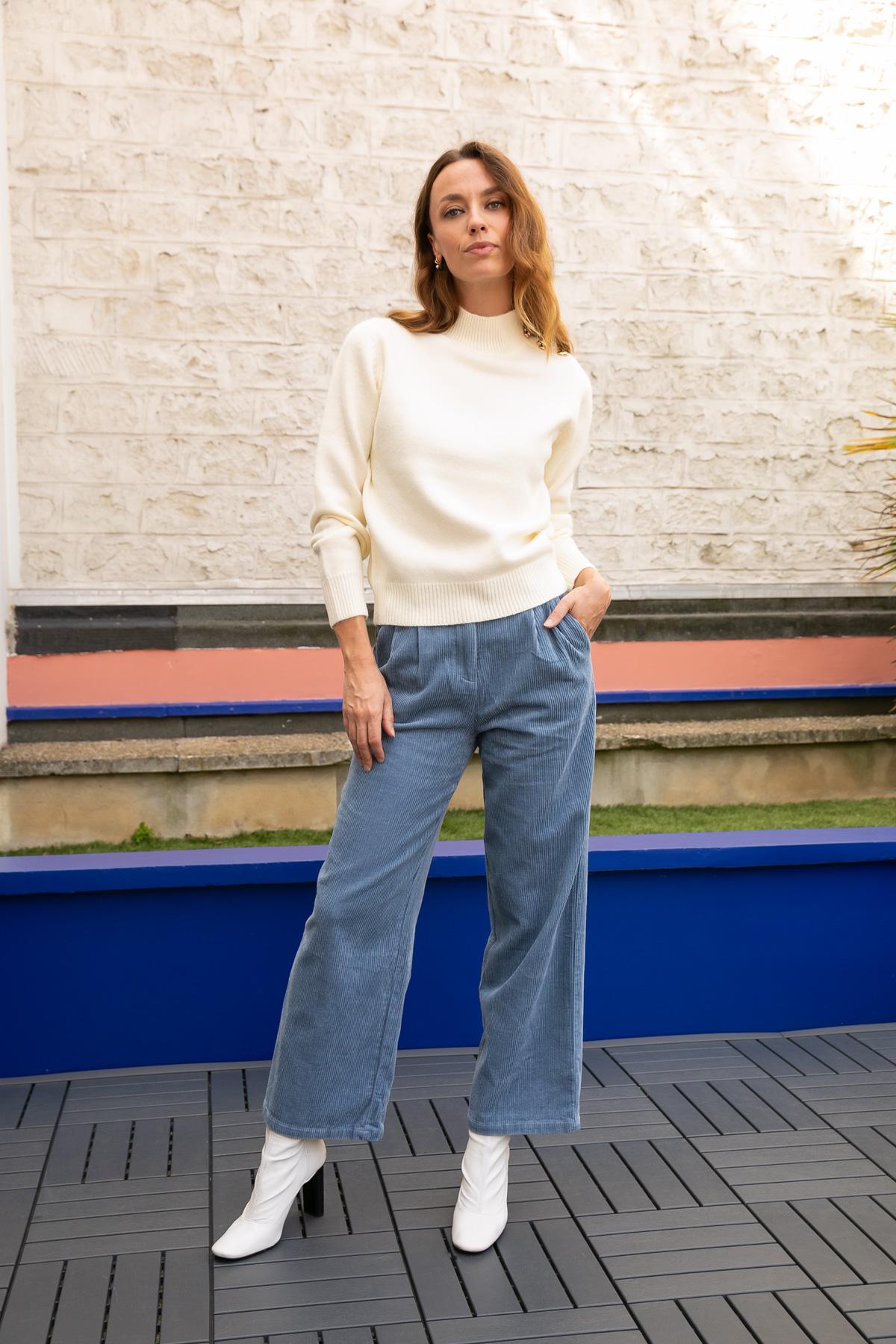 NO23-5008 PANTALON PERLINE-BLEU