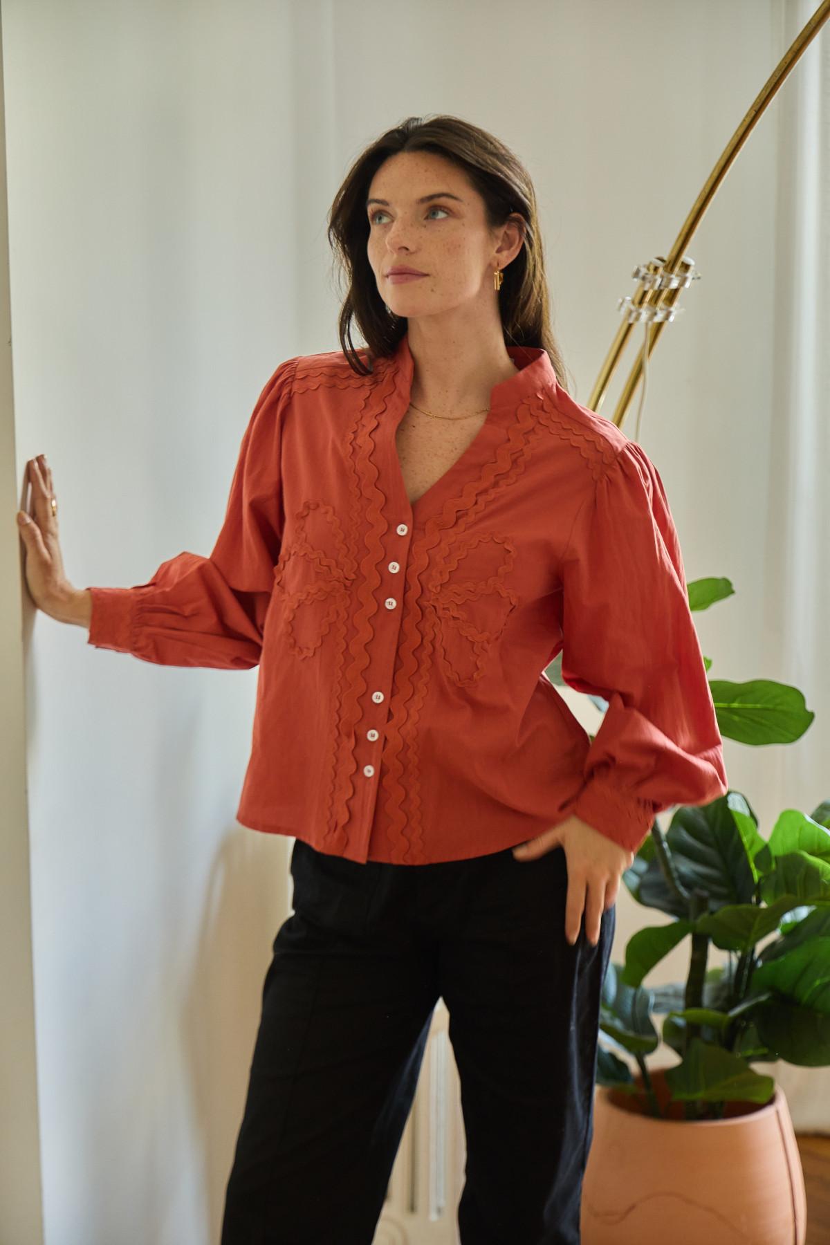 Chemises Femme Brique Calie Paris GS24-3002 BLOUSE TABOR #c Efashion Paris