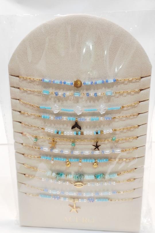 Colliers Accessoires Bleu clair LOLO & YAYA LOT-CO-NACRE-5 Efashion Paris