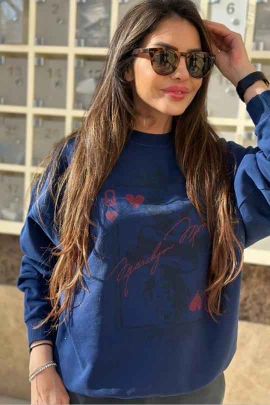 Sweats Women Cream (Maxmila) SWEAT PULL MARLY MANCHES LONGUES ET À IMPRIMÉ Efashion Paris