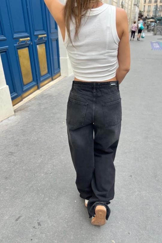 Jeans Women Black (Maxmila) JEAN JUNBY TILLE HAUTE ET COUPE ÉVASÉE STYLE STREETWEAR Efashion Paris