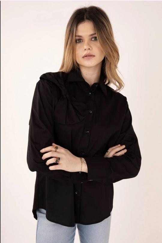 Shirts Women Black (Maxmila) CHEMISE NOVA FANTAISIE AVEC UN NOEUD Efashion Paris