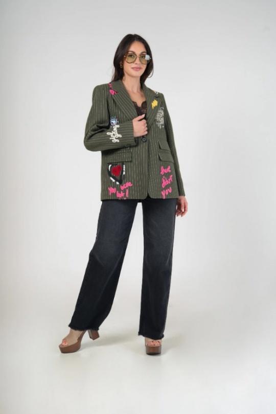 Vestes  Femme Bordeaux (Maxmila) VESTE FUNKY ORIGINAL BLAZER AVEC BRODERIE ET PATCH COLORÉS ! Efashion Paris