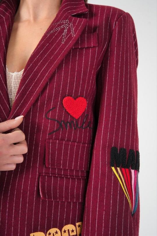 Jackets Women Khaki (Maxmila) VESTE FUNKY AMOUR ARTISTIQUE BLAZER POCHES PLAQUÉES Efashion Paris