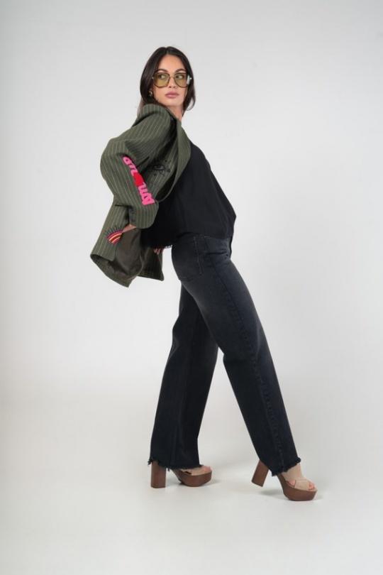 Jackets Women Khaki (Maxmila) VESTE FUNKY AMOUR ARTISTIQUE BLAZER POCHES PLAQUÉES Efashion Paris