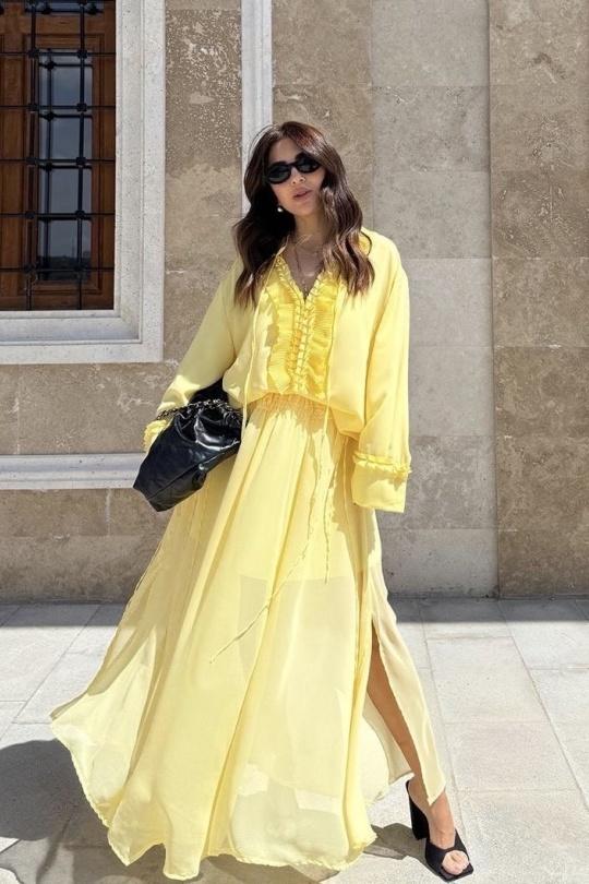 Jupes Femme Jaune (Maxmila) JUPE DÉTÉ SACHA LONGUE ET FLUIDE AVEC ÉLASTIQUE Efashion Paris