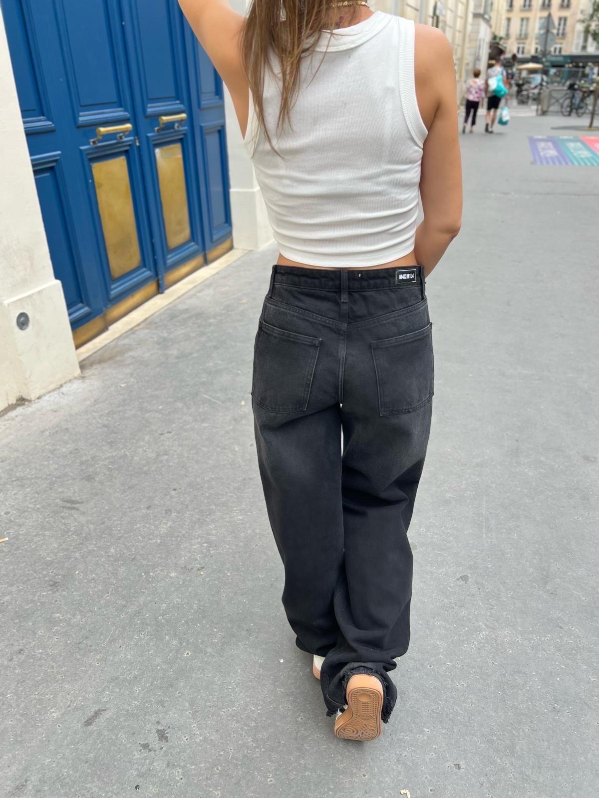 Jeans Women Black (Maxmila) JEAN JUNBY TILLE HAUTE ET COUPE ÉVASÉE STYLE STREETWEAR #c Efashion Paris