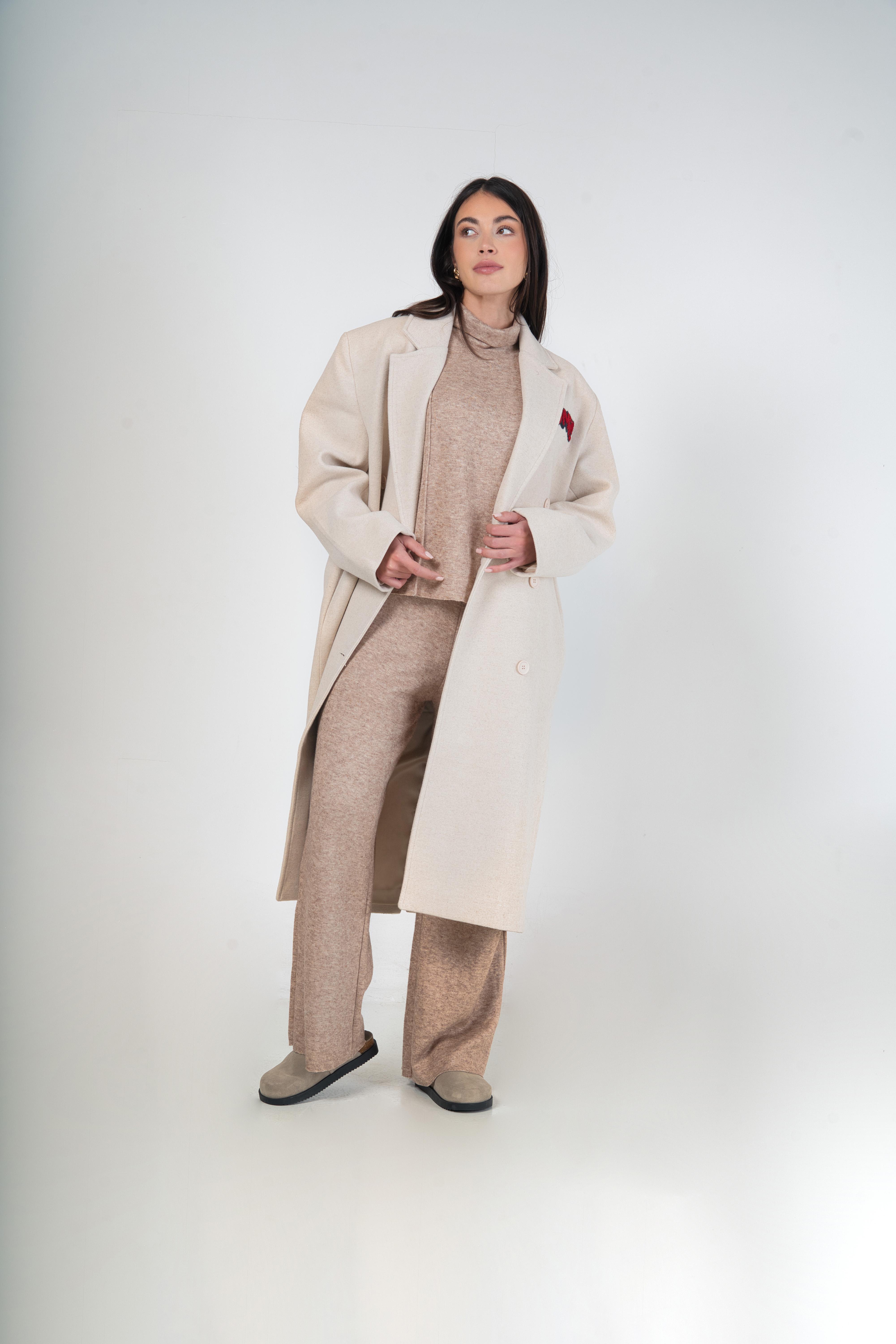 Cappotti Donna Beige (Maxmila) MANTEAU LONG PATO AVEC IMPRIMÉS ET PATCH  #c Efashion Paris