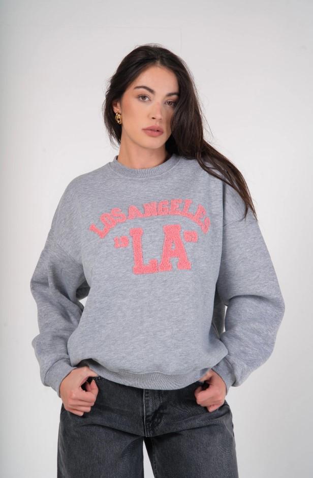 Sweats Femme Gris perle (Maxmila) SWEAT LOSAN STREETWEAR ET DÉCONTRACTÉ  #c Efashion Paris