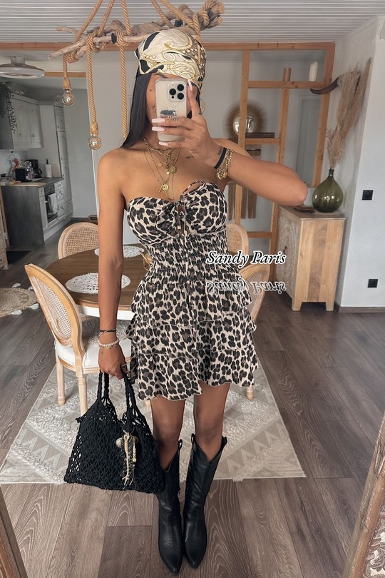 Short dresses Women Leopard SANDY PARIS 88615LEO Efashion Paris