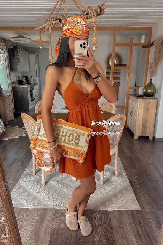 Short dresses Women Terra-cota SANDY PARIS 88509 Efashion Paris