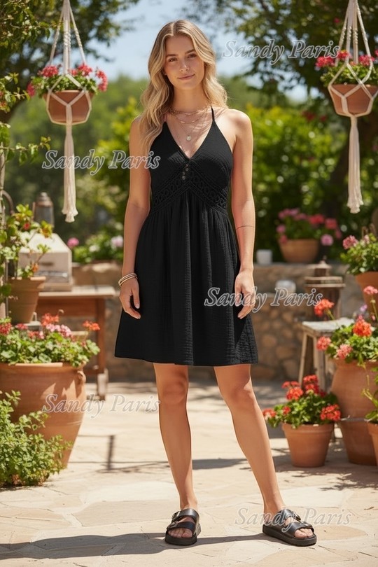 Robes courtes Femme Noir SANDY PARIS 88518 Efashion Paris