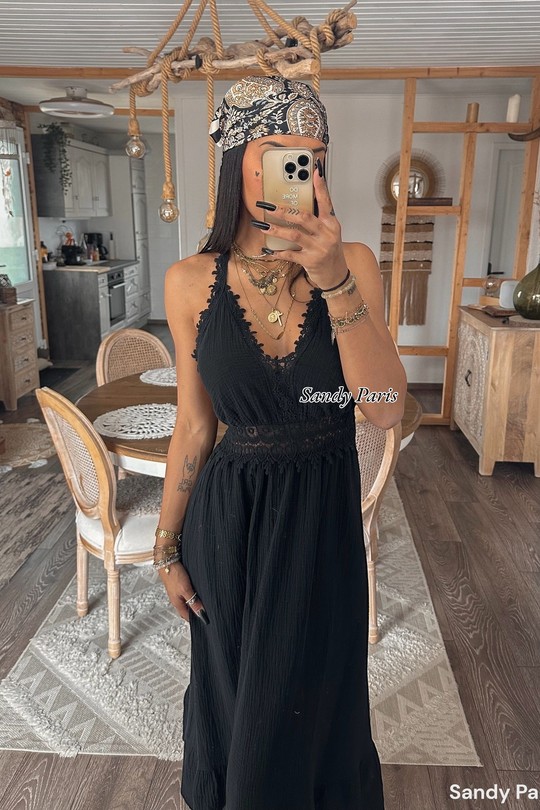 Robes longues Femme Noir SANDY PARIS 88573 Efashion Paris