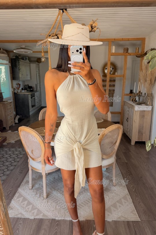 Robes courtes Femme Crème SANDY PARIS 1406 Efashion Paris