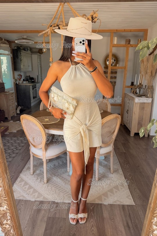 Robes courtes Femme Crème SANDY PARIS 1406 Efashion Paris