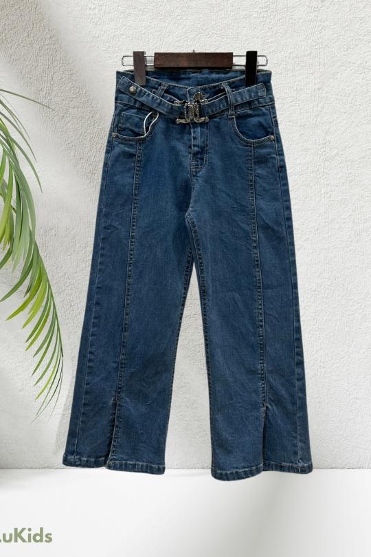 Bas Enfant & Bébé  Bleu lu kids 6605 JEAN FILLE COUPE DROITE AVEC CEINTURE Efashion Paris