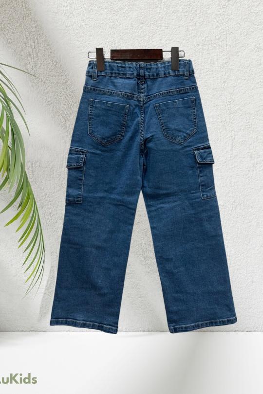 Bas Enfant & Bébé  Bleu lu kids HS-2301 JEAN FILLE CARGO AVEC POCHES Efashion Paris