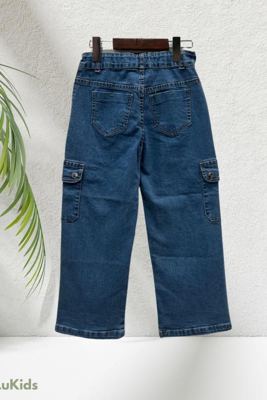 Bas Enfant & Bébé  Bleu lu kids HS-2303 JEAN FILLE CARGO AVEC POCHES Efashion Paris