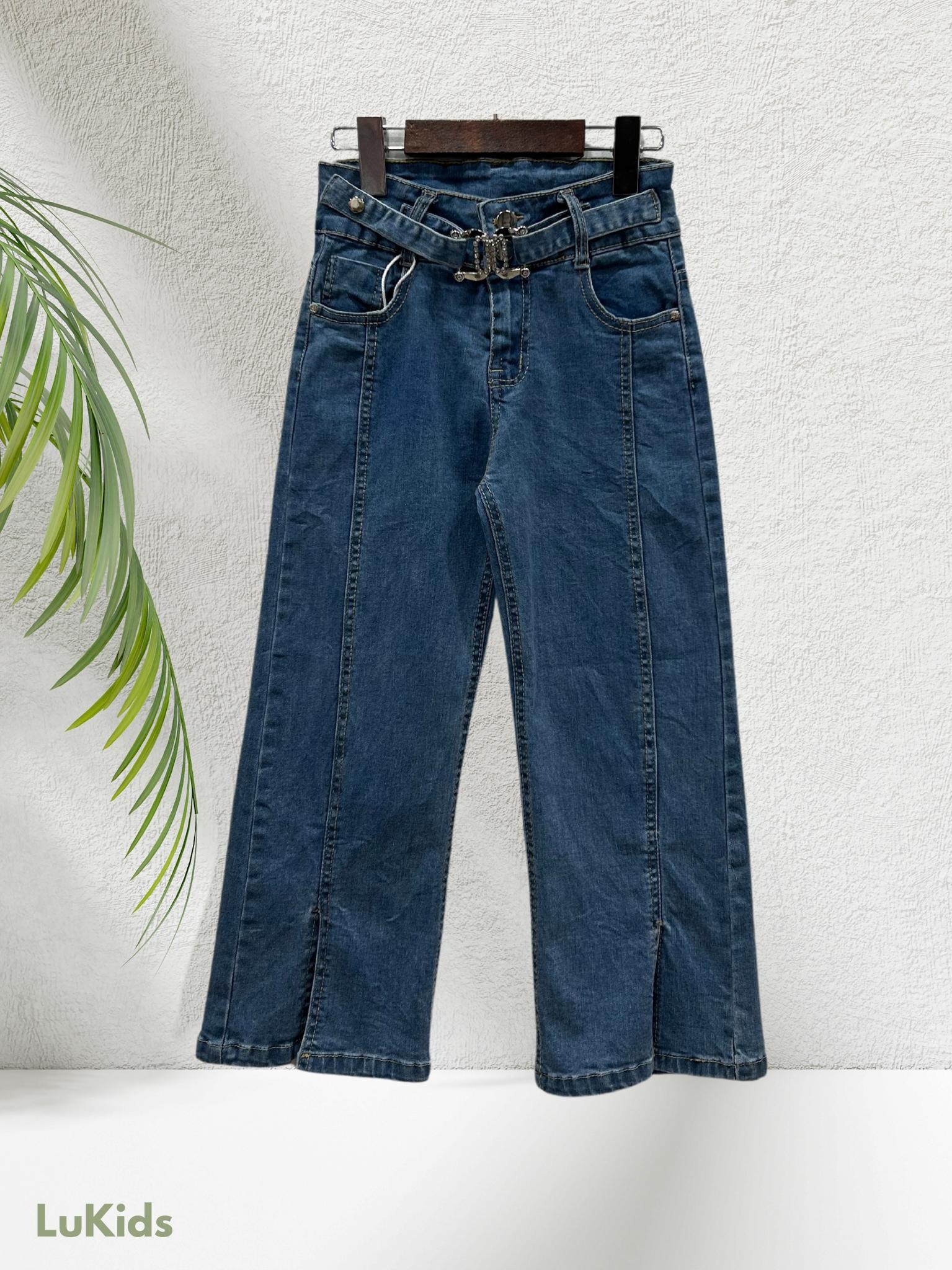 Bas Enfant & Bébé  Bleu lu kids 6605 JEAN FILLE COUPE DROITE AVEC CEINTURE #c Efashion Paris