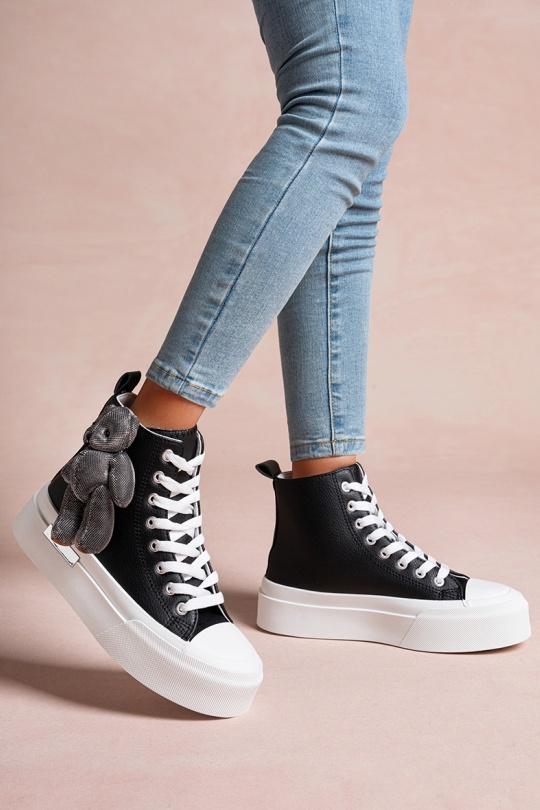 Baskets Chaussures Noir LADY GLORY K1732 Efashion Paris