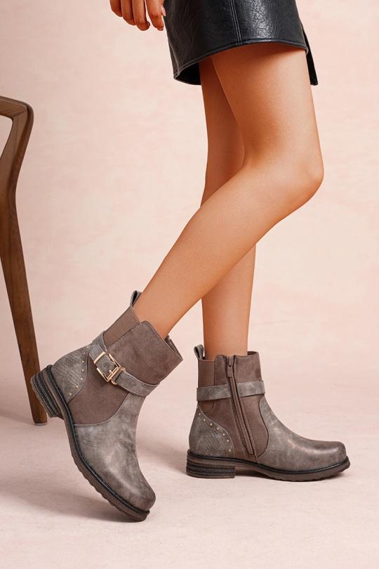 Bottines Chaussures Taupe LADY GLORY F6812 Efashion Paris