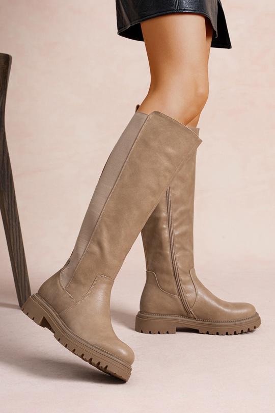 Bottes Chaussures Taupe LADY GLORY F6826 Efashion Paris