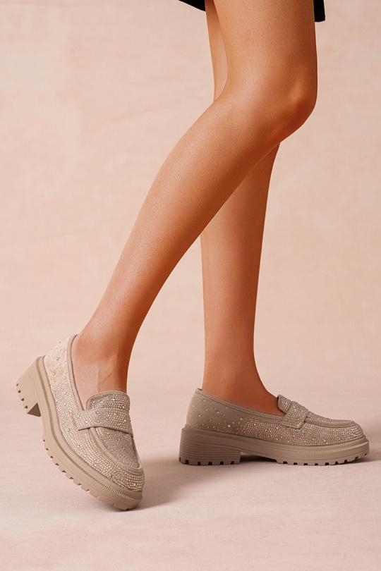 Mocassins Chaussures Beige LADY GLORY BL573 Efashion Paris