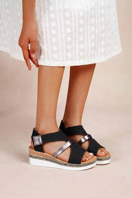 Compensées Chaussures Noir LADY GLORY F6875 Efashion Paris