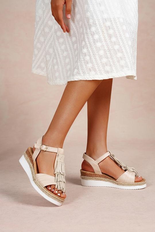 Compensées Chaussures Beige LADY GLORY F6902 Efashion Paris