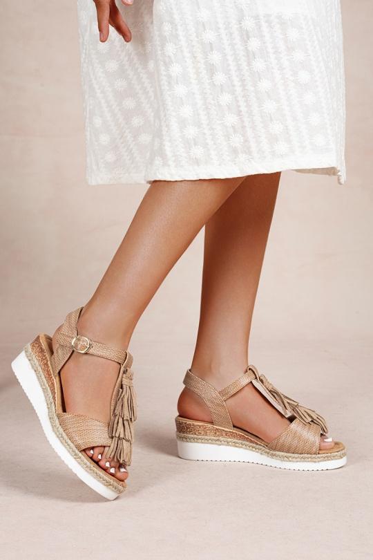 Compensées Chaussures Beige LADY GLORY F6902 Efashion Paris