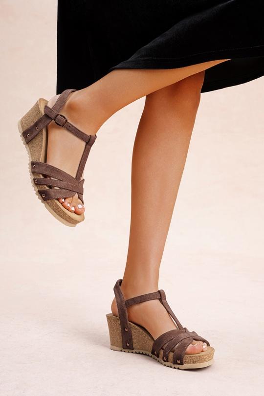 Compensées Chaussures Taupe LADY GLORY FD76 Efashion Paris