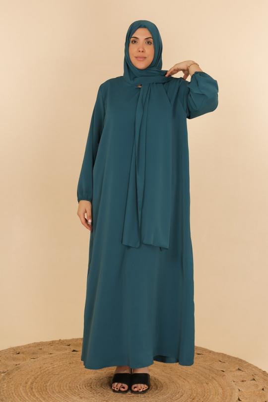 Abaya Femme Bleu canard J JEANS AB177 Efashion Paris