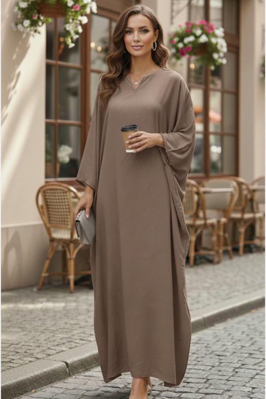 Abaya Femme Taupe MY STYLE 1766 Efashion Paris