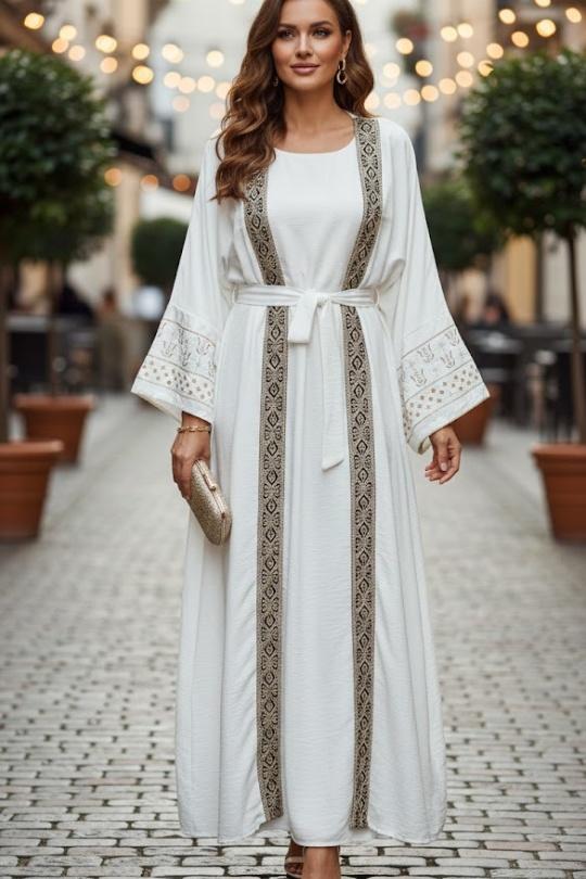 Abaya Femme Blanc MY STYLE 285 Efashion Paris