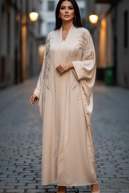 Abaya Femme Beige MY STYLE D3002 Efashion Paris
