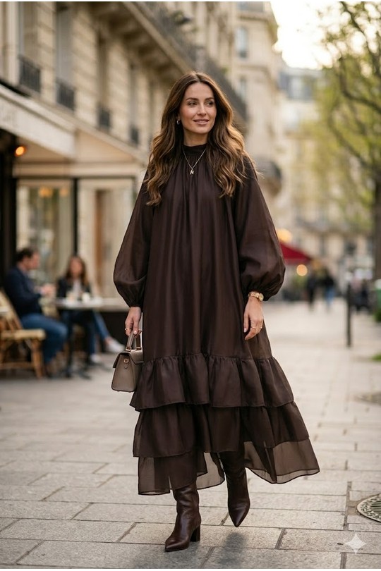 Robes longues Femme Marron MY STYLE M50262 Efashion Paris