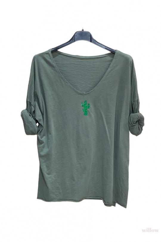 Camisetas Mujer Khaki WILLOW HAUT COTON CACTUS Efashion Paris