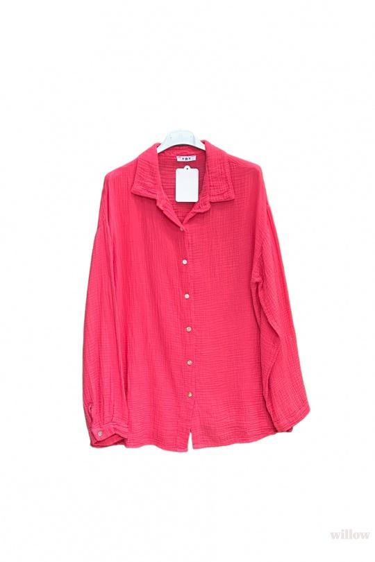 Chemises Femme Framboise WILLOW CHEMISE GAZE DE COTON #3036 Efashion Paris