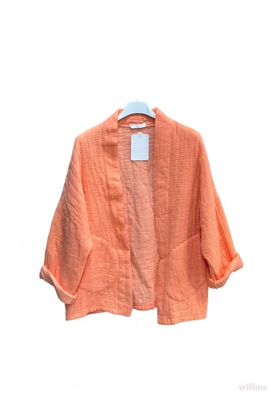 Chaquetas Mujer Salmon WILLOW VESTE KIMONO EN GAZE DE COTON Efashion Paris