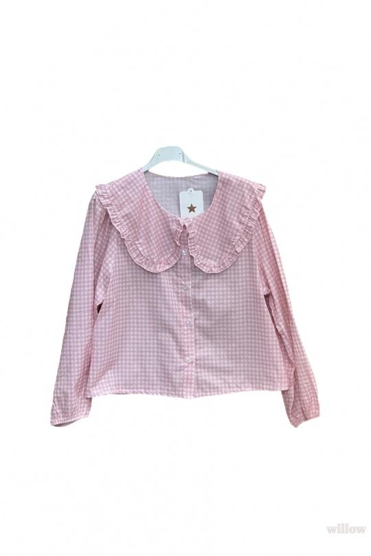 Chemises Femme Rose WILLOW BLOUSE COL CLAUDINE IMPRIMÉ VICHY Efashion Paris