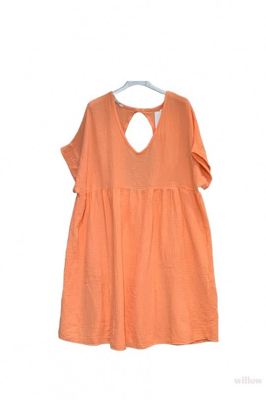 Robes courtes Femme Saumon WILLOW ROBE COURTE DOS NU GAZE DE COTON UNIE Efashion Paris