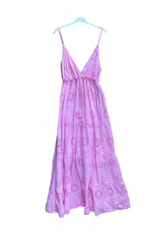 Robes longues Femme Rose bonbon WILLOW ROBE LONGUE BRODERIE ANGLAISE Efashion Paris