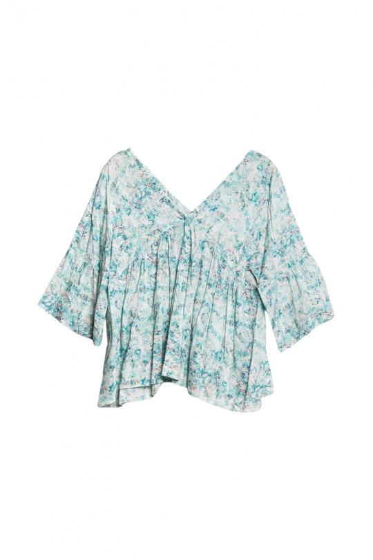 Blouses Femme Turquoise WILLOW BLOUSE IMPRIMEE EN VISCOSE Efashion Paris