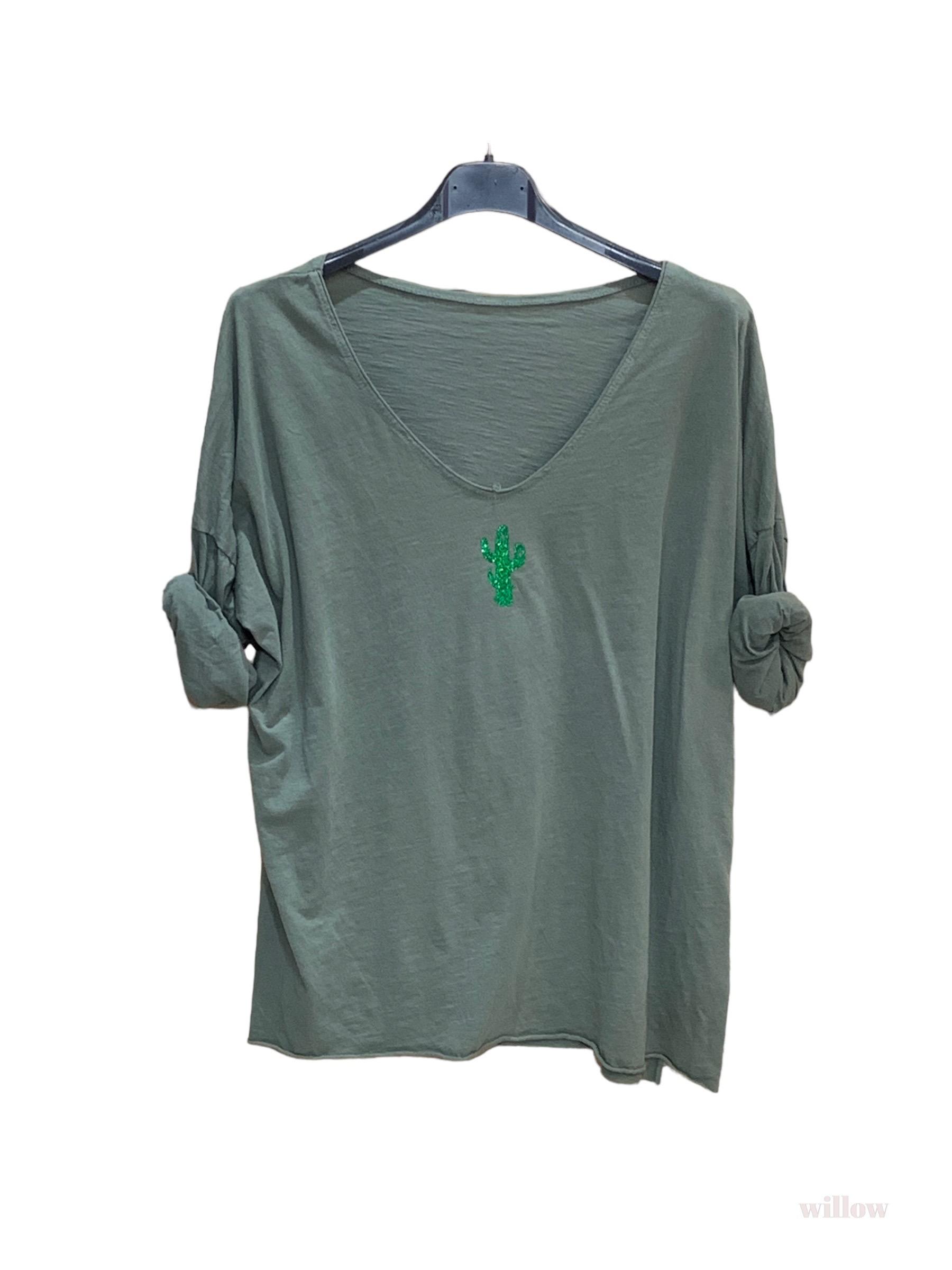 Camisetas Mujer Khaki WILLOW HAUT COTON CACTUS #c Efashion Paris