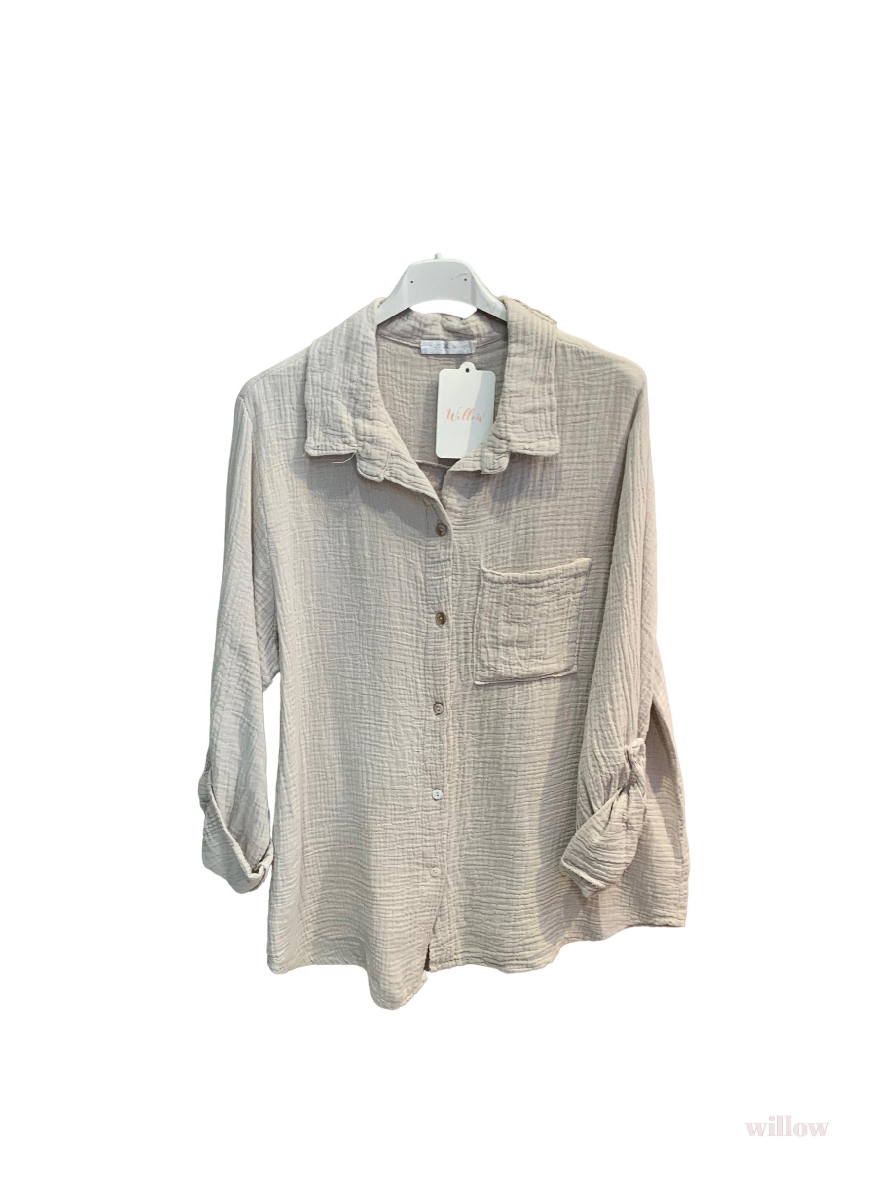 Chemises Femme Beige WILLOW CHEMISE GAZE DE COTON BOUTONNÉE ET POCHE À LA POITRINE #c Efashion Paris