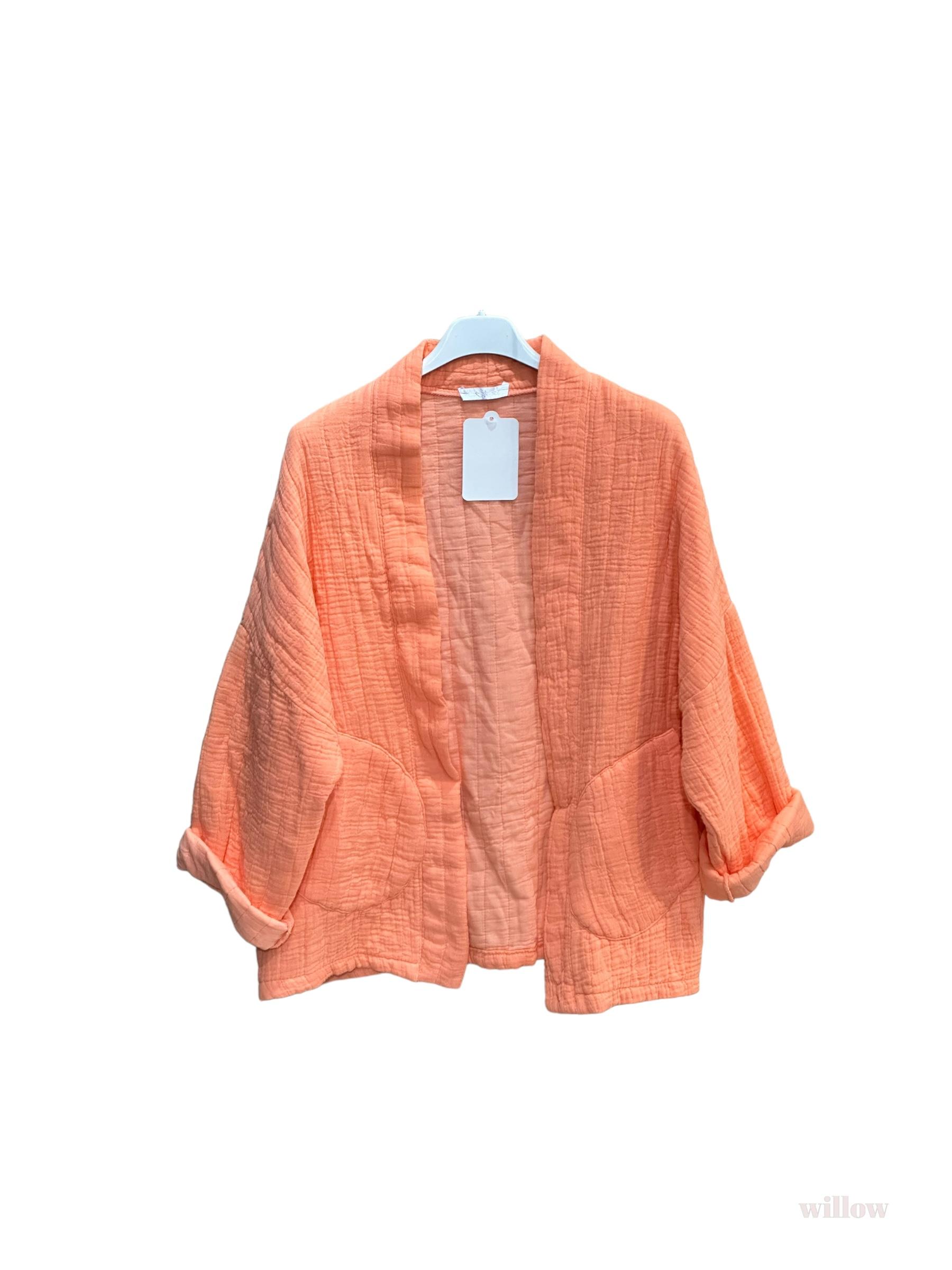 Chaquetas Mujer Salmon WILLOW VESTE KIMONO EN GAZE DE COTON #c Efashion Paris