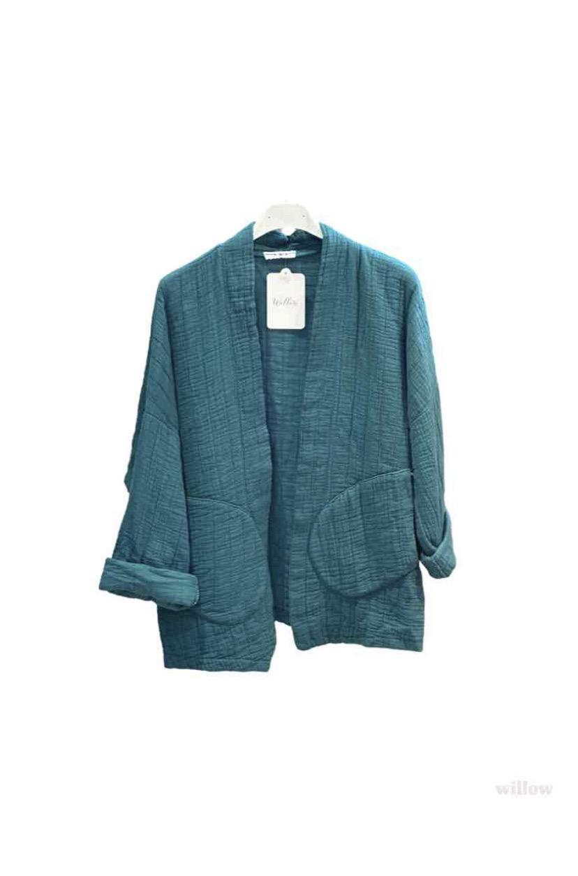 Vestes  Femme Vert bouteille WILLOW VESTE KIMONO EN GAZE DE COTON #c Efashion Paris