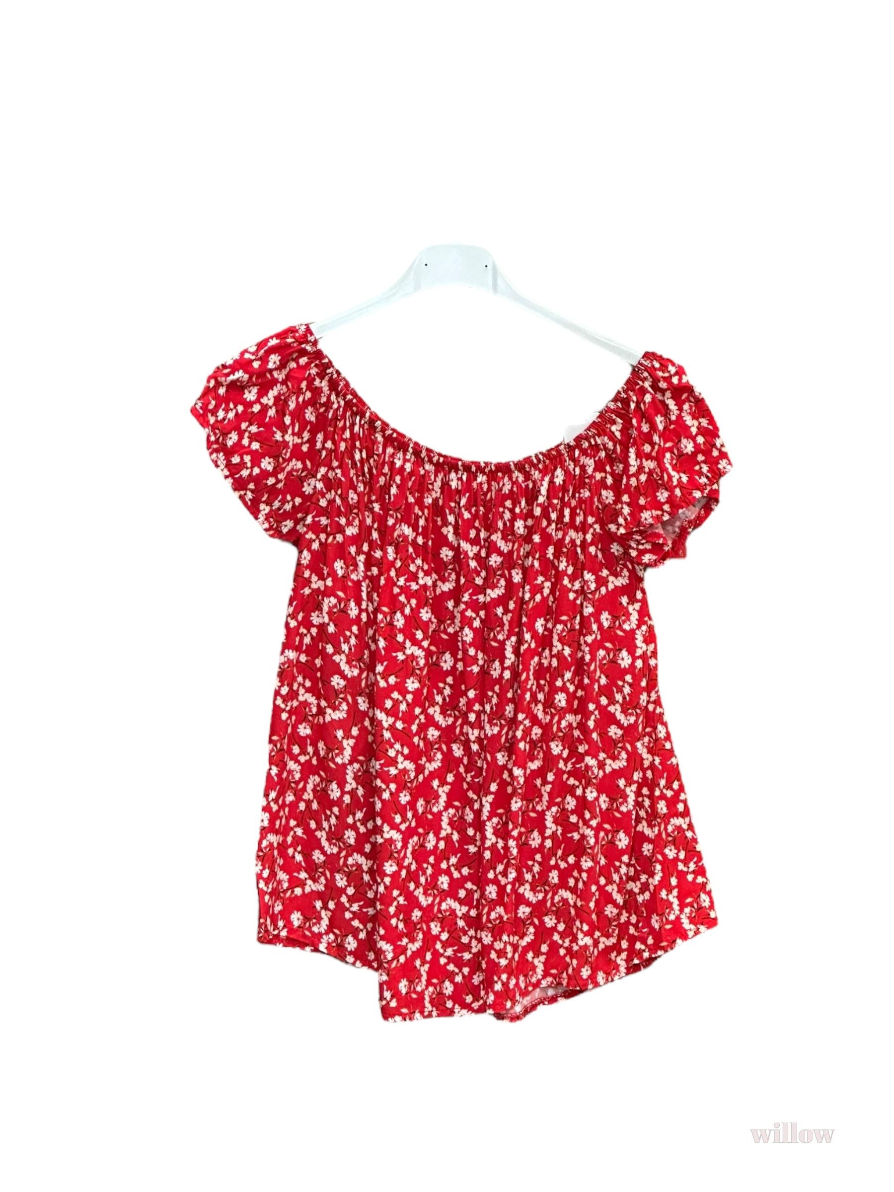 Tops Femme Rouge WILLOW TOP FLEURI COL BARDOT #c Efashion Paris