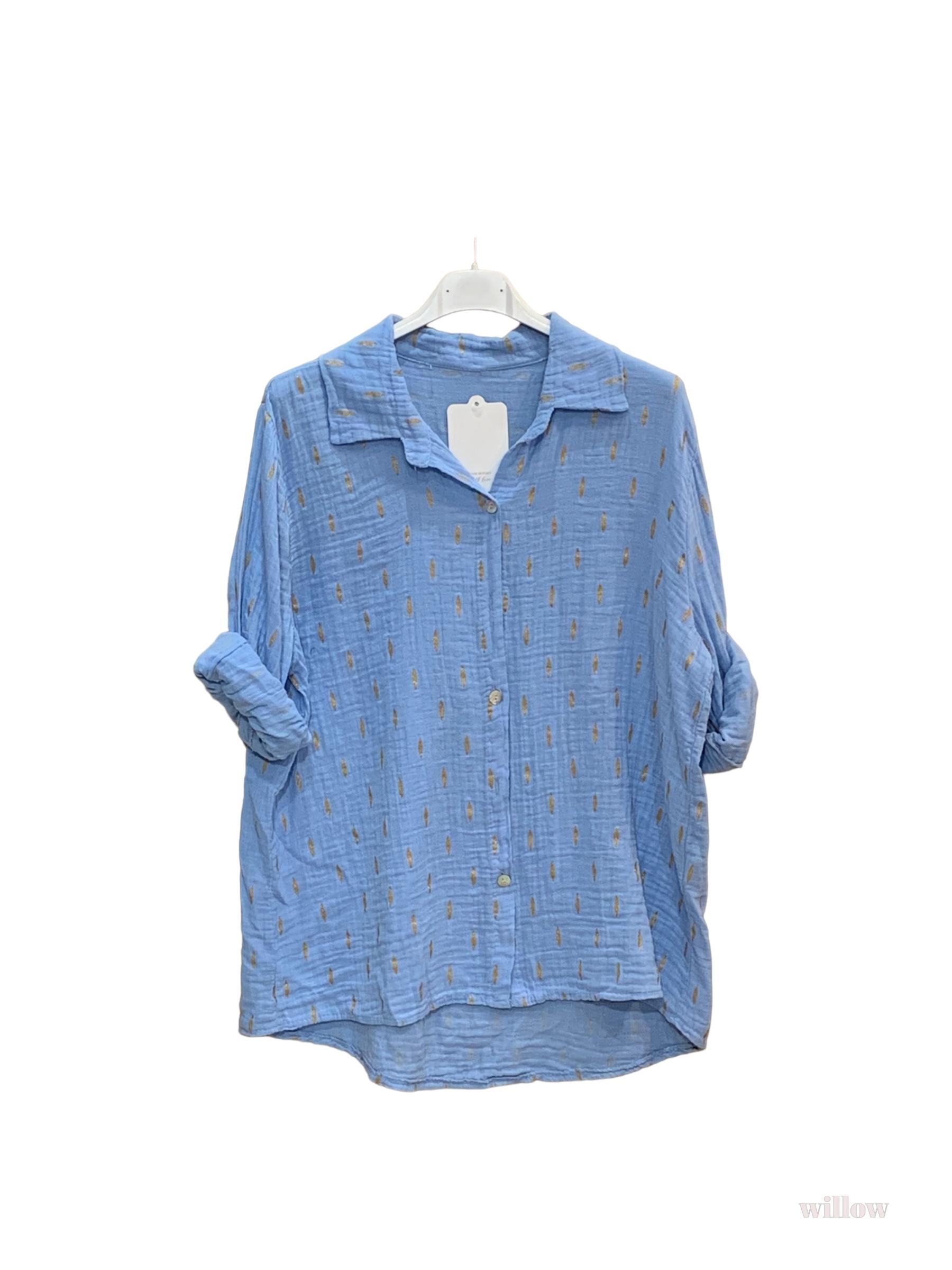Chemises Femme Ciel WILLOW CHEMISE LOSANGE DORÉ EN GAZE DE COTON #c Efashion Paris