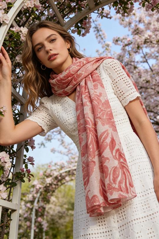 Foulards Accessoires Rose M&P ACCESSOIRES C279 Efashion Paris